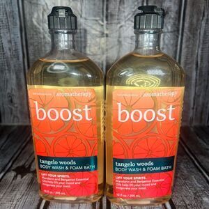 2x Bath & Body Works Boost Tangelo Woods Aromatherapy Body Wash NEW
